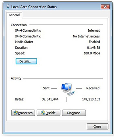پیدا کردن آی پی کامپیوتر از طریق Network Connection